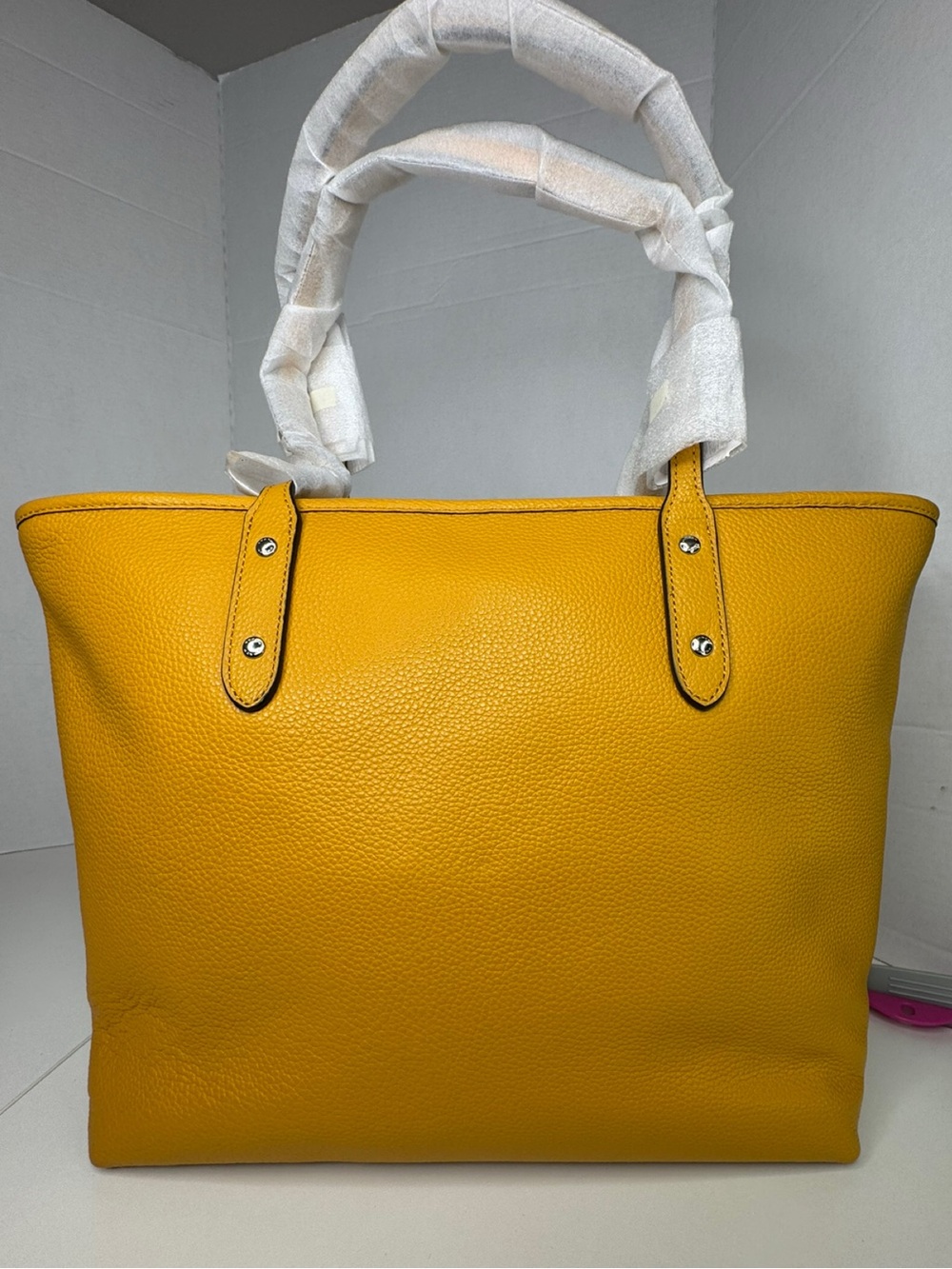 Coach Baseman Buddy Boy Mustard Yellow Leather Tote Bag Keychain And Wallet NWT - Picture 9 of 16